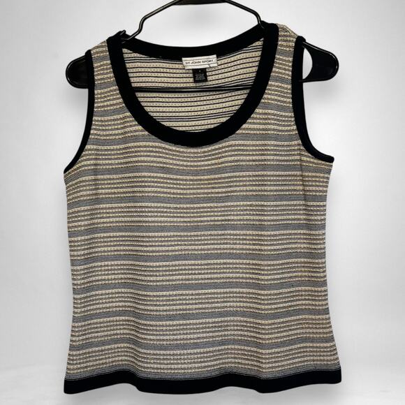St John Sport Matching sweater and tank set vintage size Small gold black cream - Picture 4 of 10